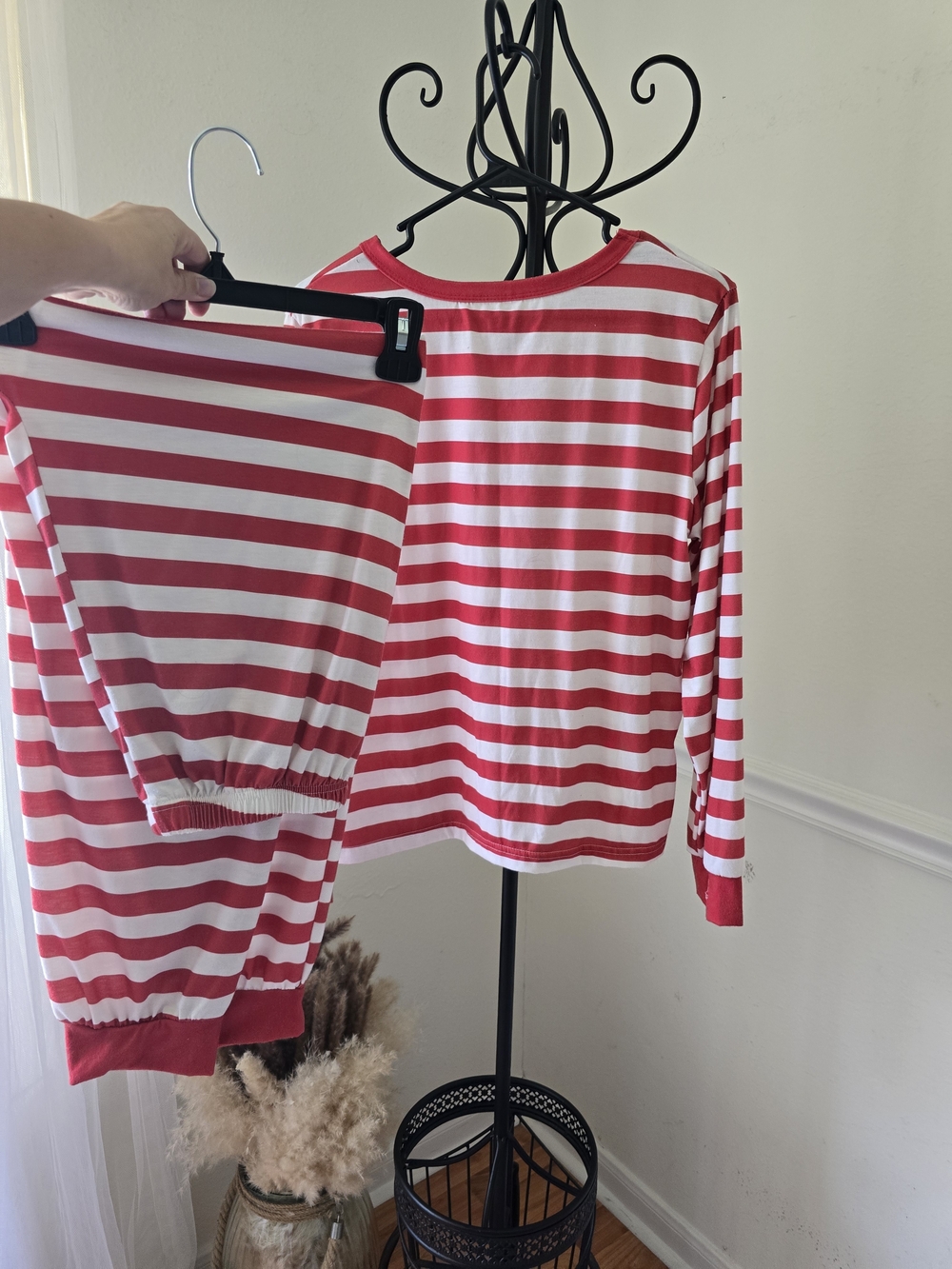 Kids Red and White Stripe Pajama Set - Classic Comfort - Picture 4 of 10